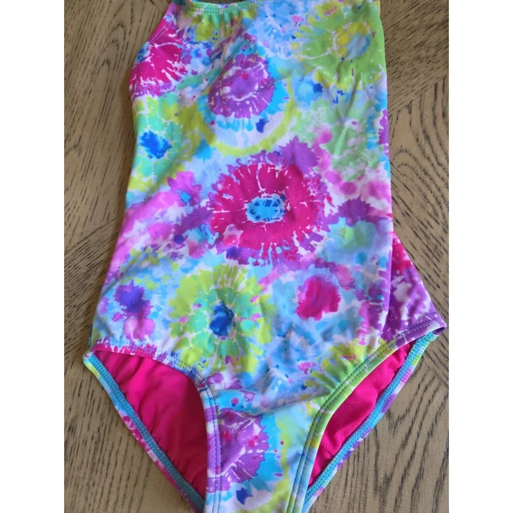 xhilaration Swimsuit Girls Kids Size Small Size 6 6X Tye Dye New One Piece